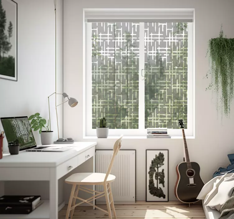 Adesivo decorativo para vidros linhas Translúcidas Cruzadas - TenStickers