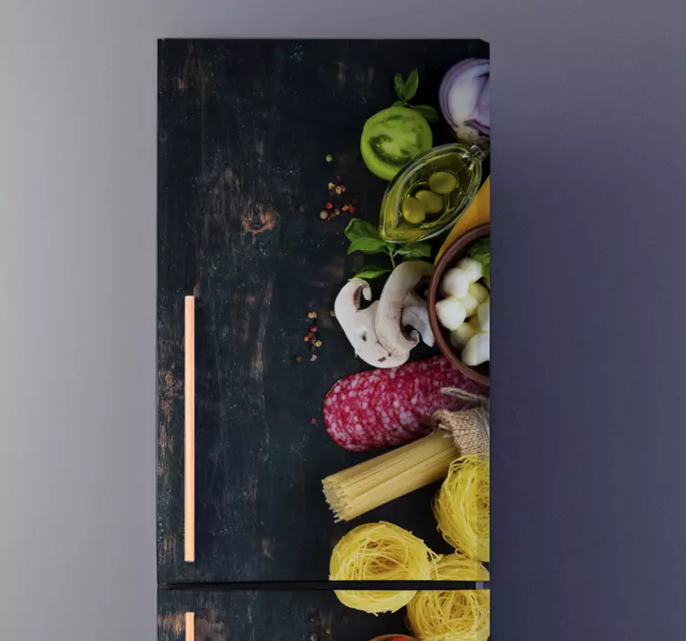 Autocolante para frigorífico vinil de comida sobre madeira - TenStickers