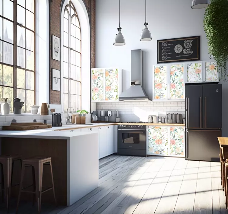 Autocolante de tom pastel rosa padrão móveis - TenStickers