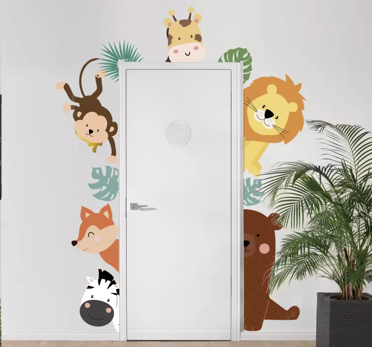 Autocolante de vinil para portas animais infantis - TenStickers