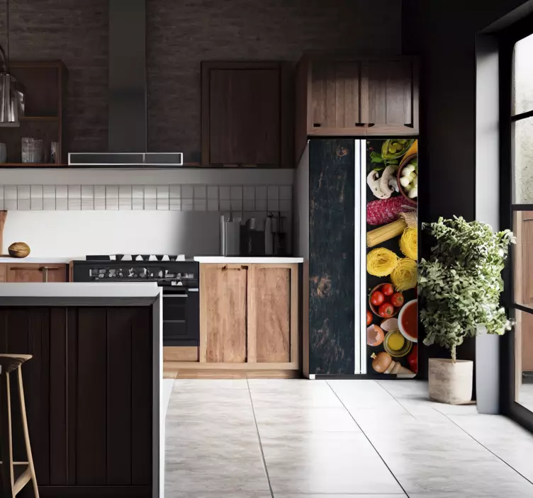 Autocolante para frigorífico vinil de comida sobre madeira - TenStickers