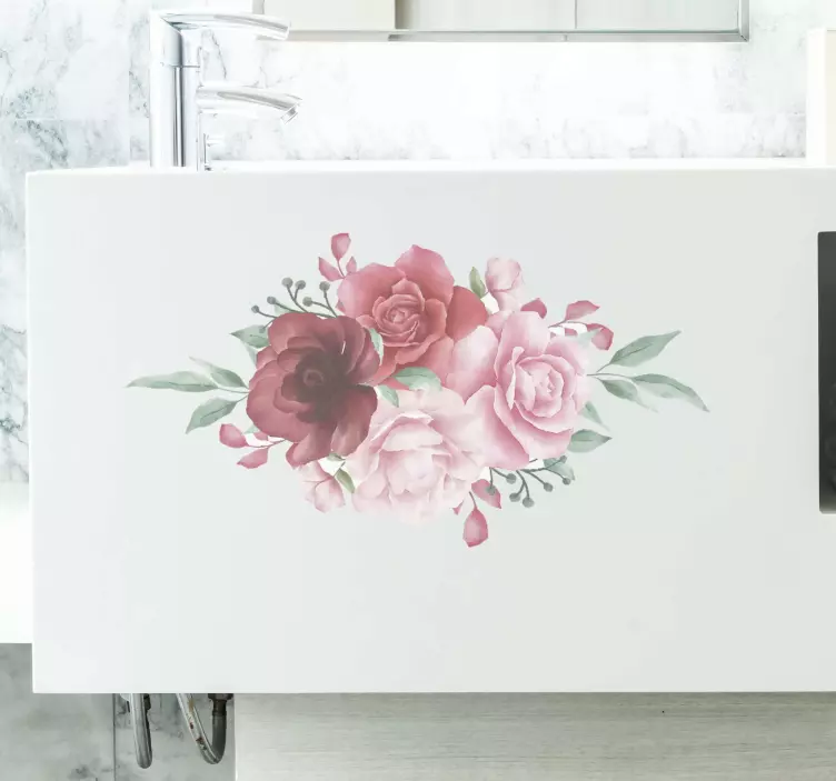 Adesivo decorativo flores Efeito aquarela rosas vermelhas e rosa - TenStickers