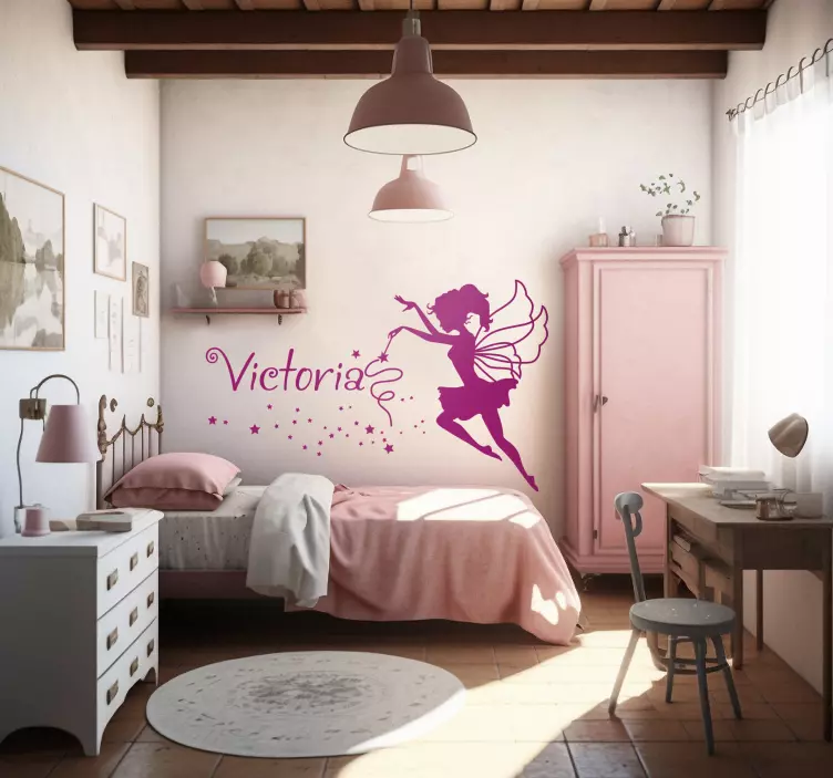 Autocolante de parede fada com nome personalizável - TenStickers