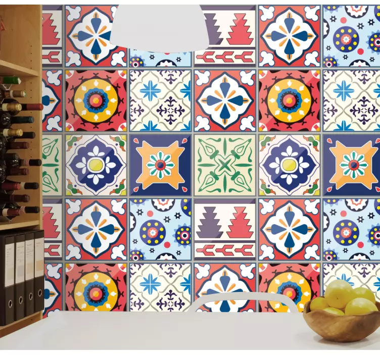 Autocolantes azulejos decorativos Explosão de cores de ladrilhos  - TenStickers