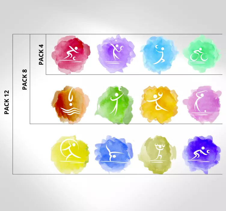 Adesivo desporto Ícones atletas coloridos - TenStickers
