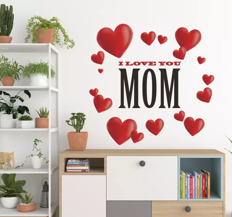Autocolante decorativo para montras eu te amo mãe corações - TenStickers