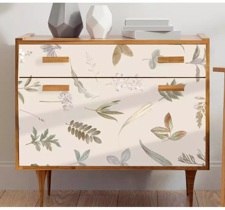 Autocolantes para móveis Folhagem padrão fundo bege - TenStickers