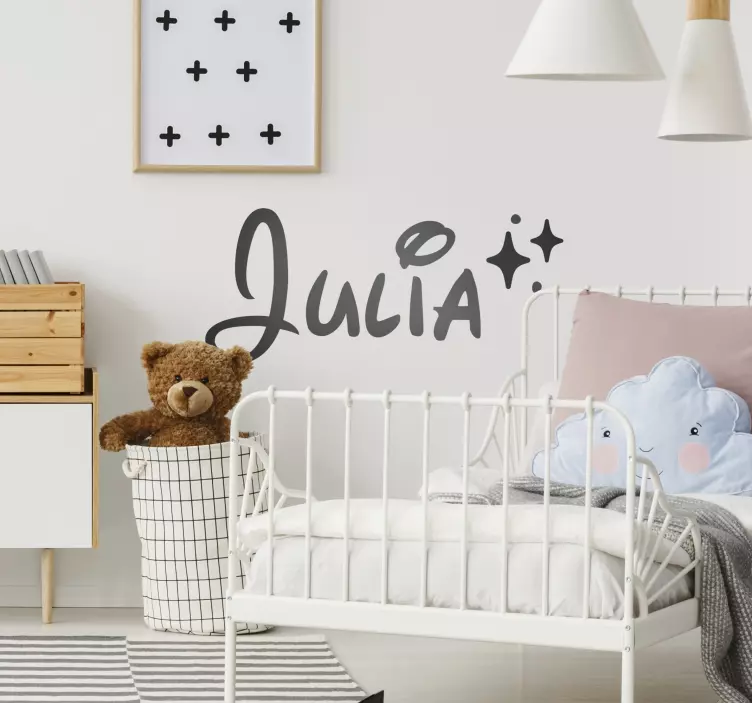 Adesivo para decoração de quarto infantil nome com estrelas - TenStickers