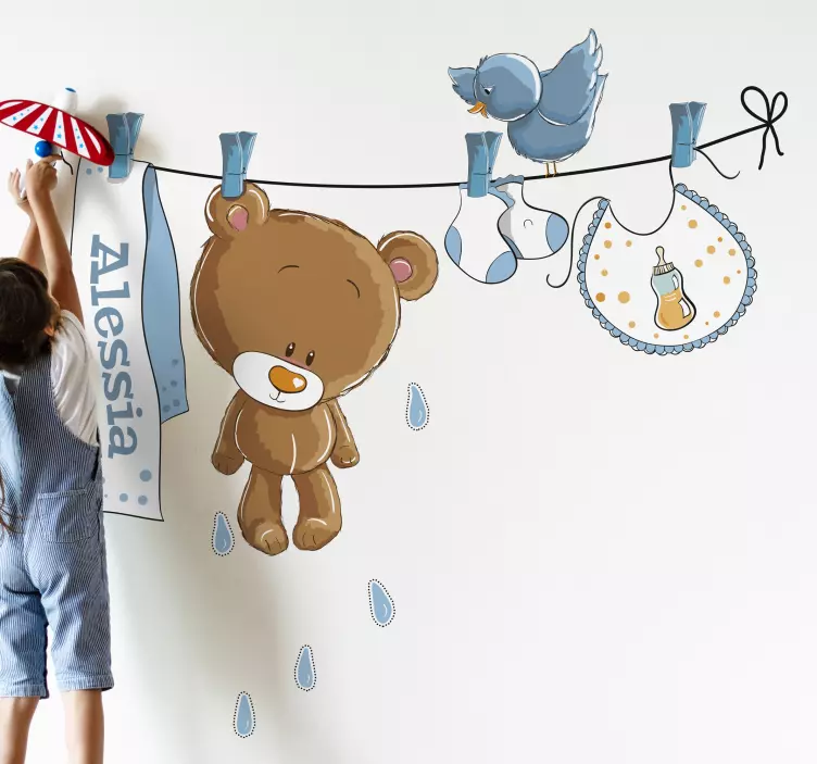 Vinil decorativo infantil urso molhado - TenStickers