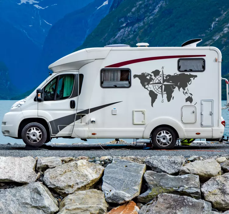 Vinil lugar Mapa mundo e rosa dos ventos - TenStickers