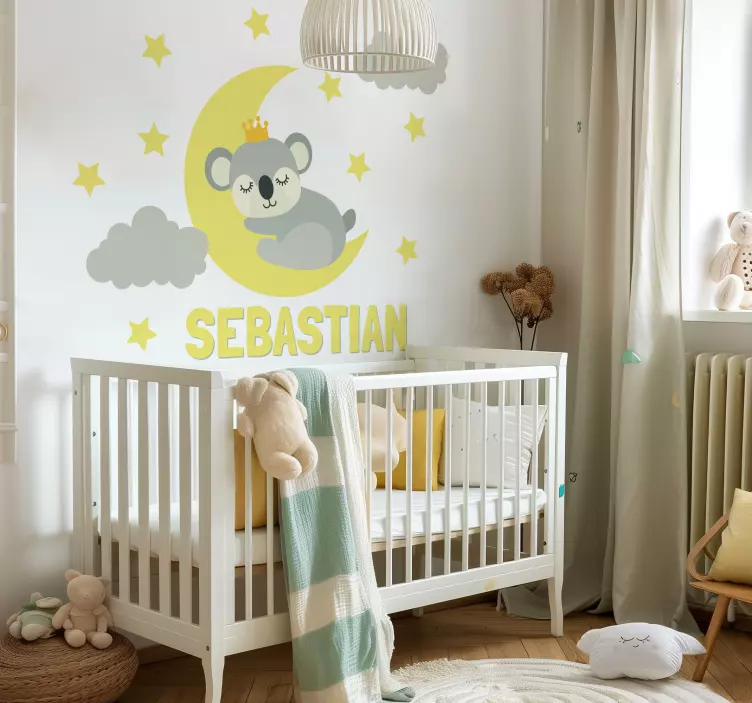 Adesivo para decoração de quarto infantil rei coala dormindo - TenStickers