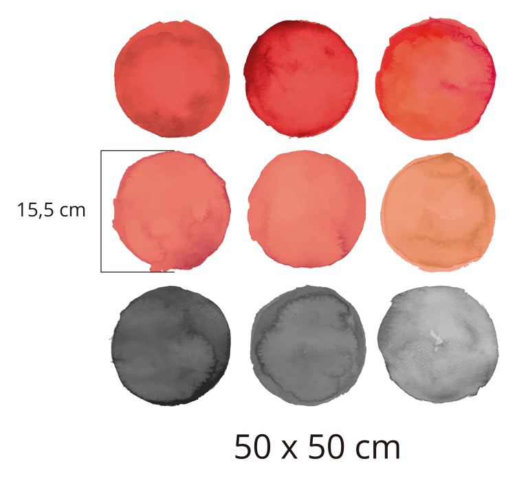 Vinil de figuras geométricas círculos cinza e coral - TenStickers