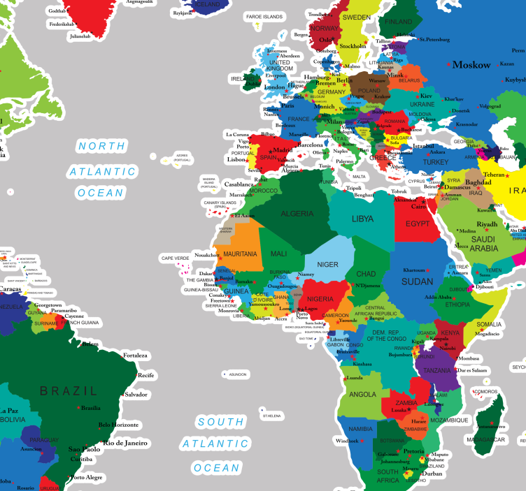 Vinil mapa do mundo a todo color - TenStickers