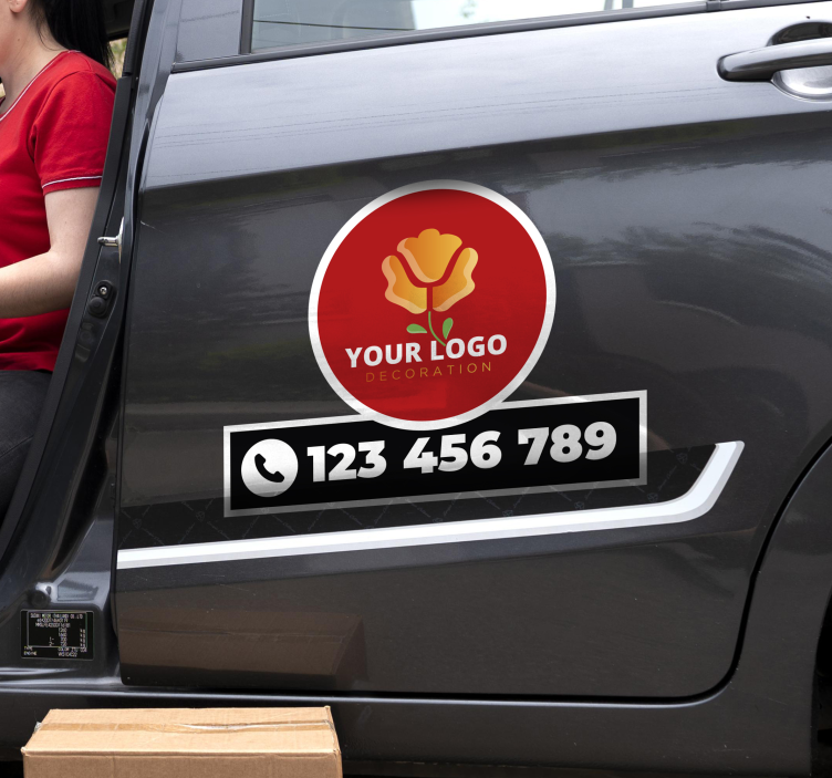 Adesivo para carro logotipo e número de telefone personalizados - TenStickers