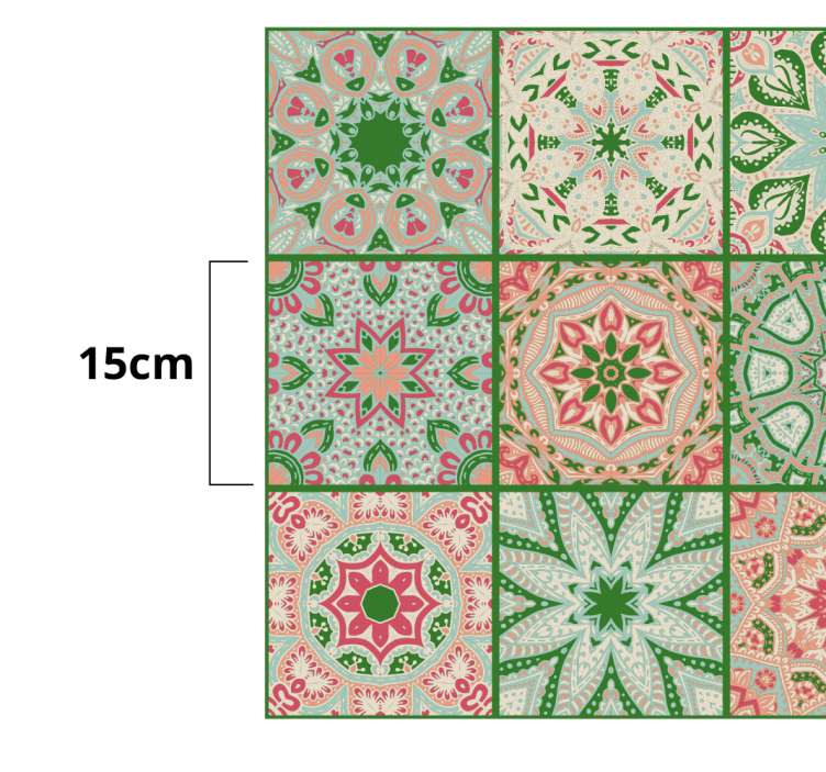 Autocolantes para móveis Azulejos em tons de azul e verde como de - TenStickers