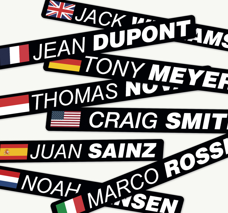 Autocolante animal bicicleta de estrada com bandeira e nome - TenStickers