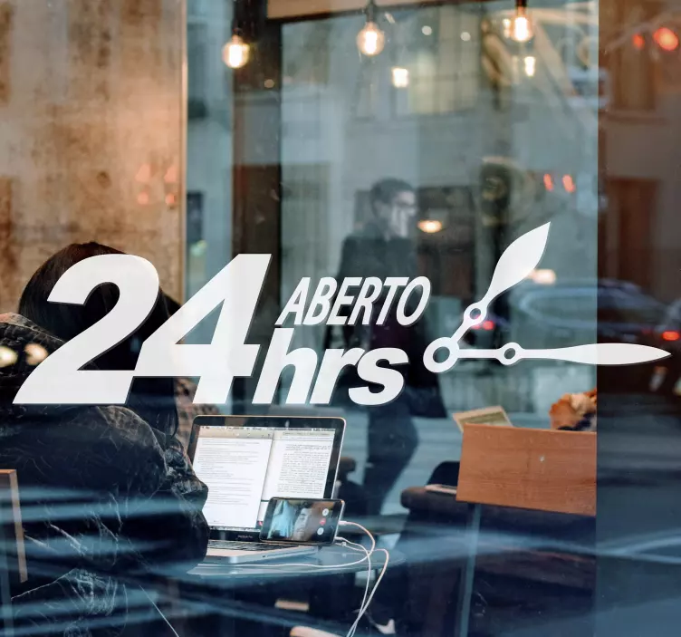 Aberto 24 horas Autocolante para parede industrial - TenStickers