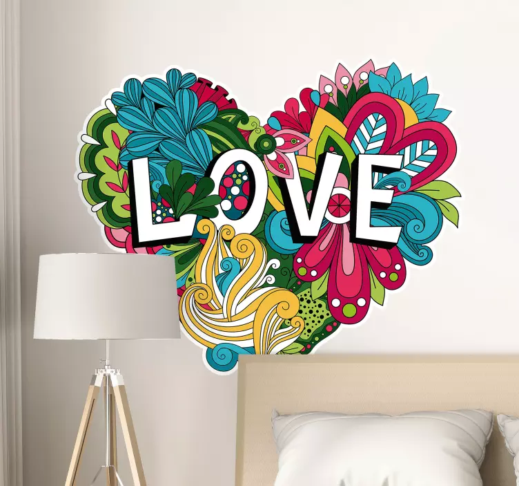 Adesivo amor coração cheio de cores - TenStickers