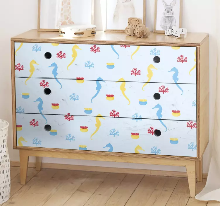 Adesivo animal padrão de cavalo-marinho divertido - TenStickers