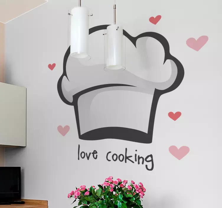 Vinil para cozinha Amo cozinhar boné - TenStickers