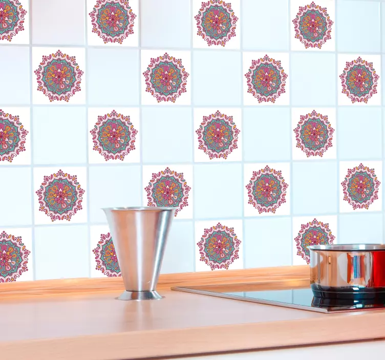 Adesivo azulejo de cozinha mandala - TenStickers