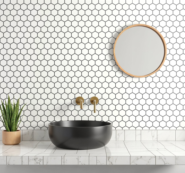 Adesivo azulejos hexágono branco - TenStickers