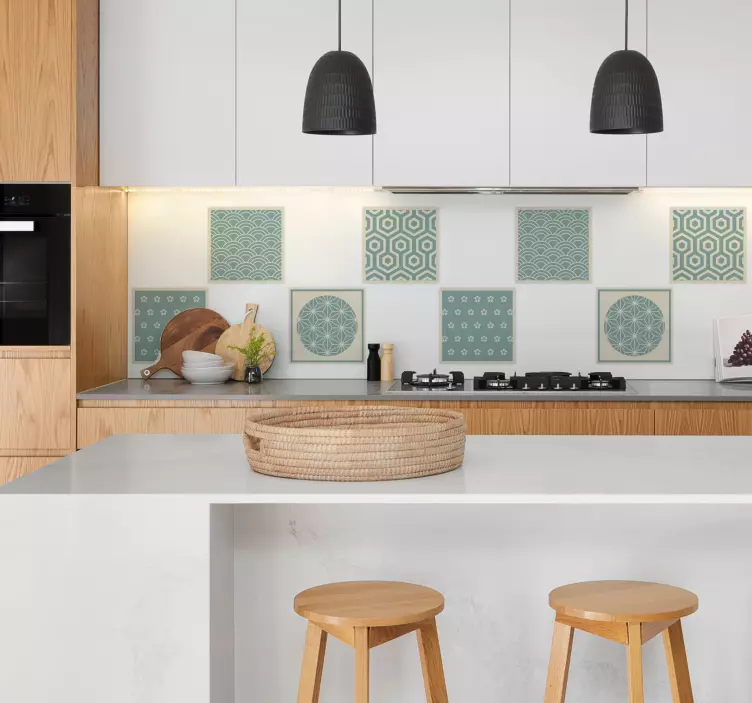 Adesivo azulejos japandi verde - TenStickers