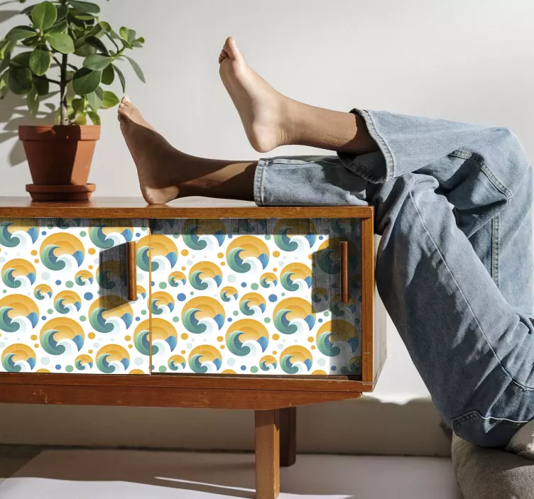 Adesivo azulejos ondas e pontos - TenStickers