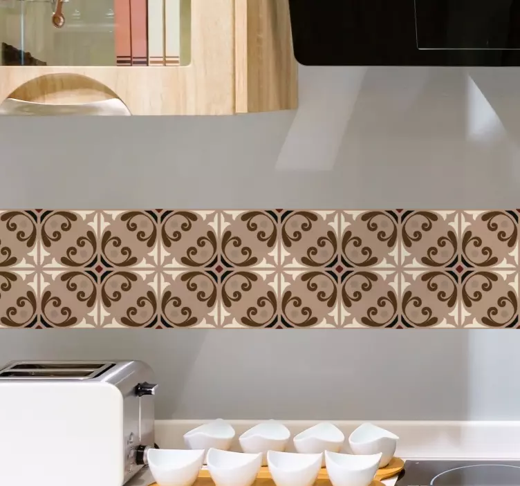 Adesivo azulejos padrão bege elegante - TenStickers