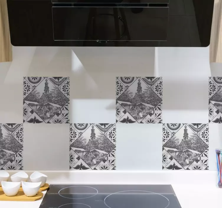 Adesivo azulejos padrão decorativo vintage - TenStickers