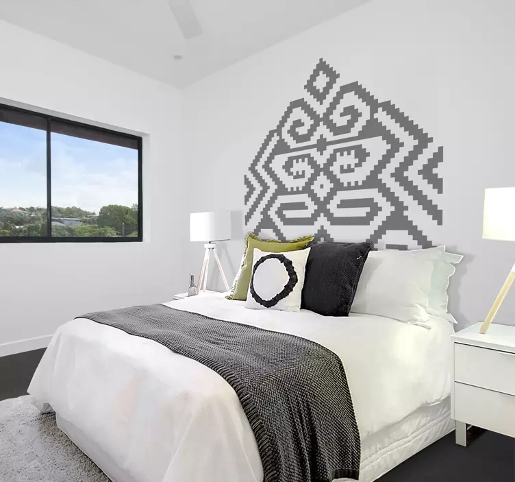 Adesivo cabeceira motivo de padrão geométrico - TenStickers