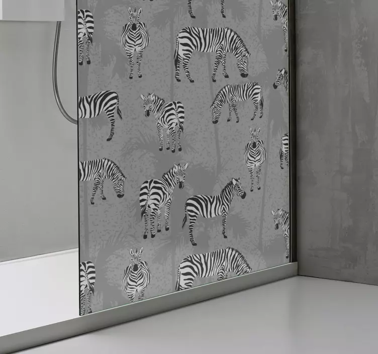 Adesivo cabina duche padrão zebra - TenStickers