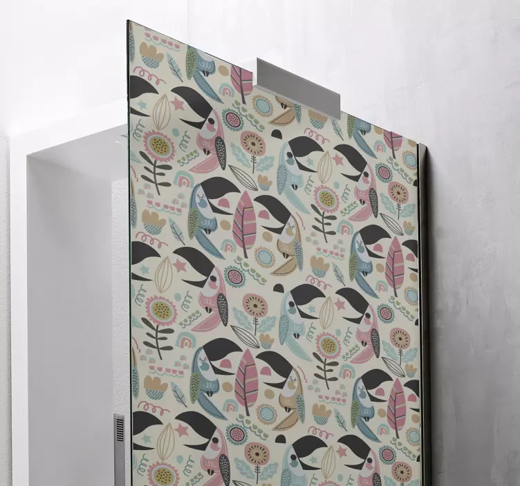 Adesivo cabina duche padrões de pássaros caprichosos - TenStickers