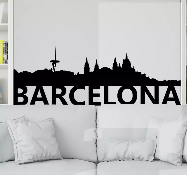 Adesivo cidade contorno do horizonte de barcelona - TenStickers