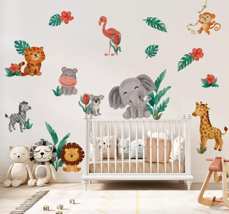 Adesivo de animais fofos para quarto infantil - TenStickers