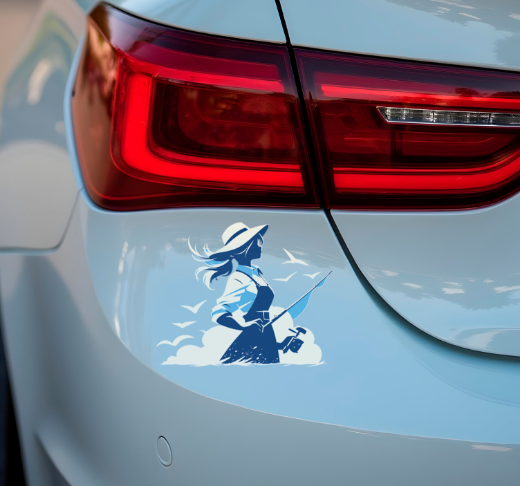 Adesivo de desporto menina pescando - TenStickers