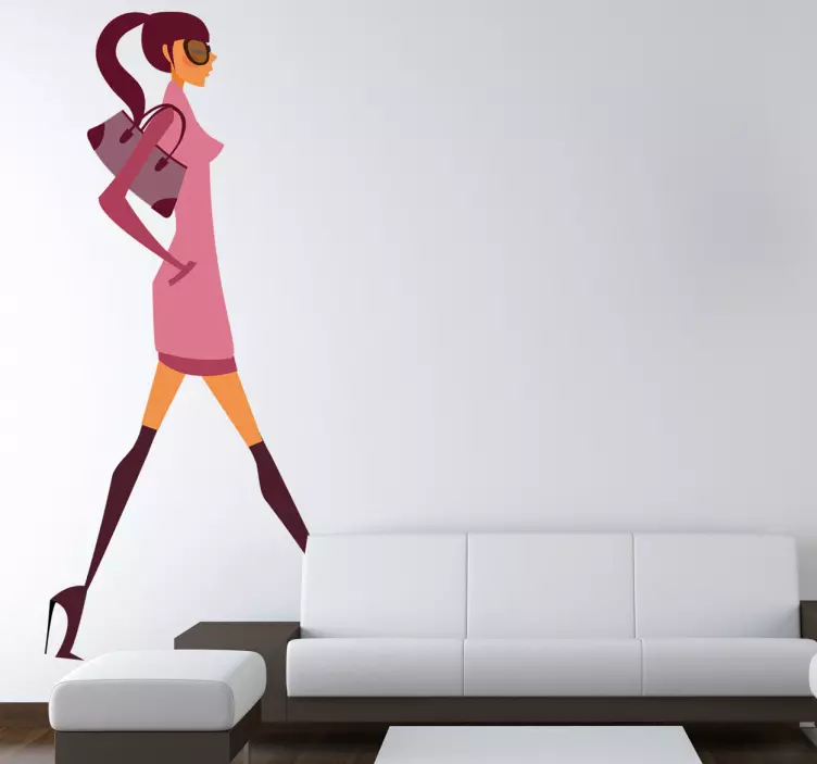 Adesivo de moda vestido rosa - TenStickers