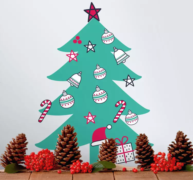 Adesivo de natal Árvore colorida de férias - TenStickers