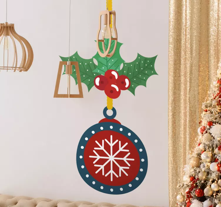Adesivo de Natal decoração de enfeite de azevinho - TenStickers