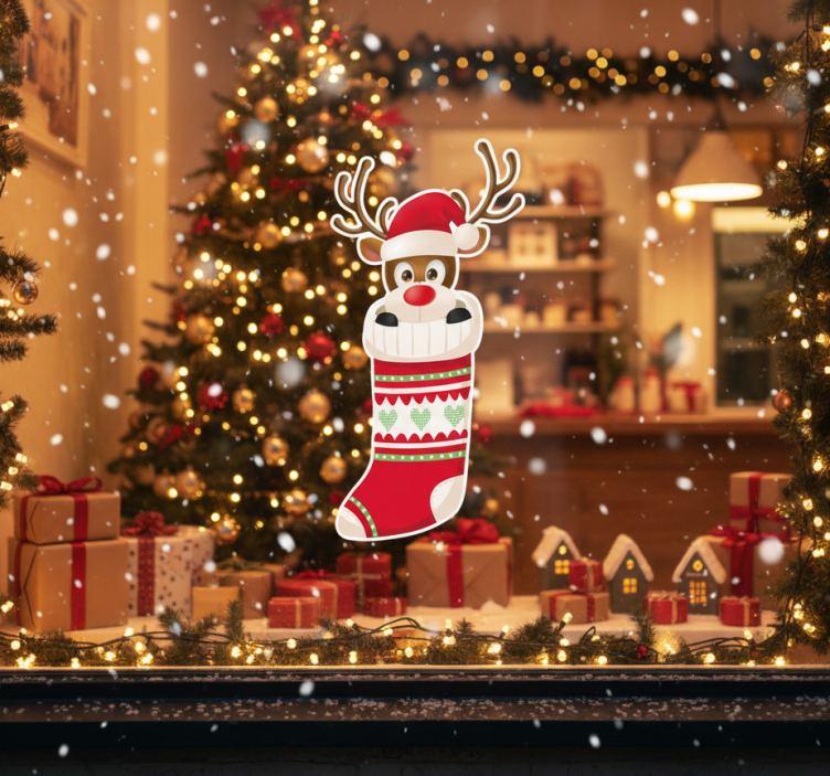 Adesivo de natal meia de rena - TenStickers