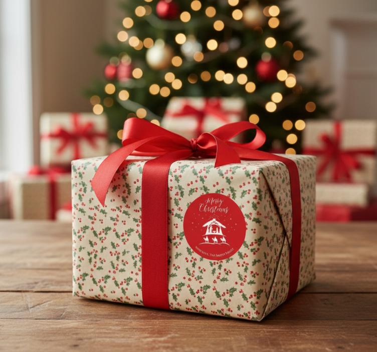 Adesivo de natal para presentes com nome personalizado - TenStickers