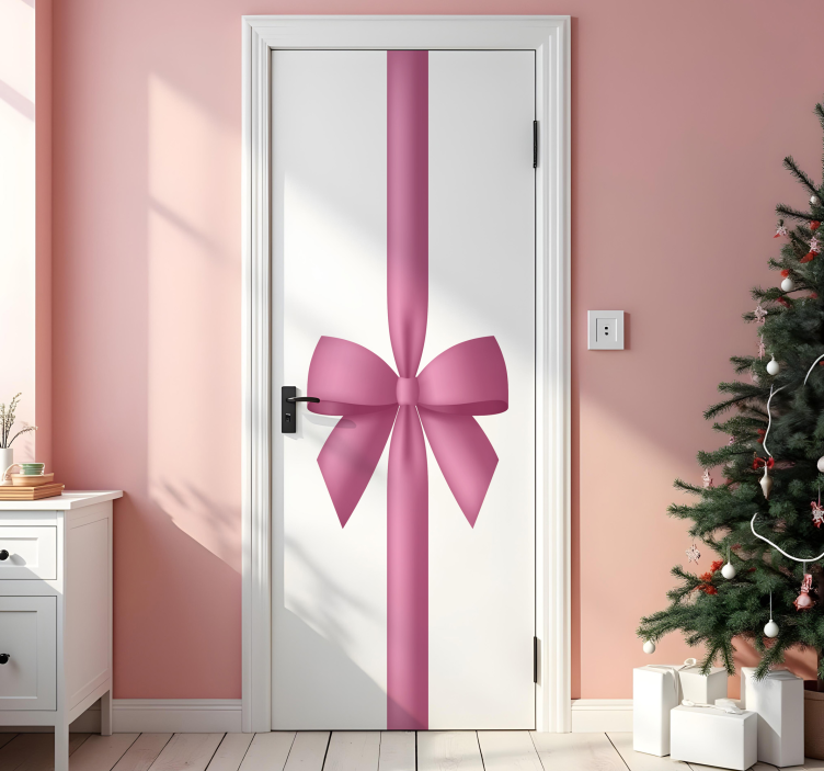 Adesivo de Natal porta fita de presente rosa - TenStickers