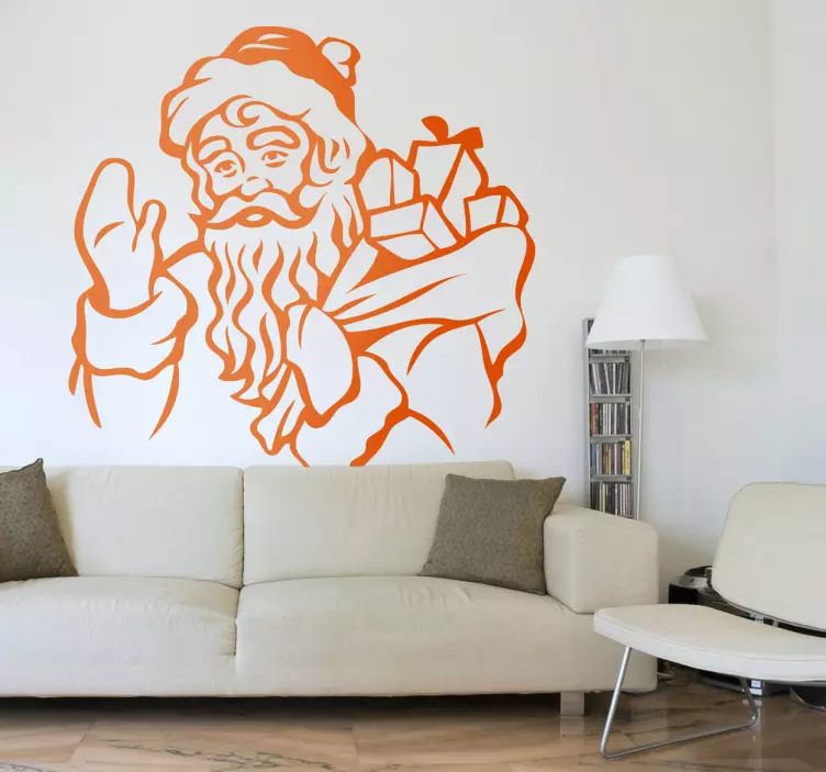 Adesivo de Pai Natal com saco de presentes - TenStickers