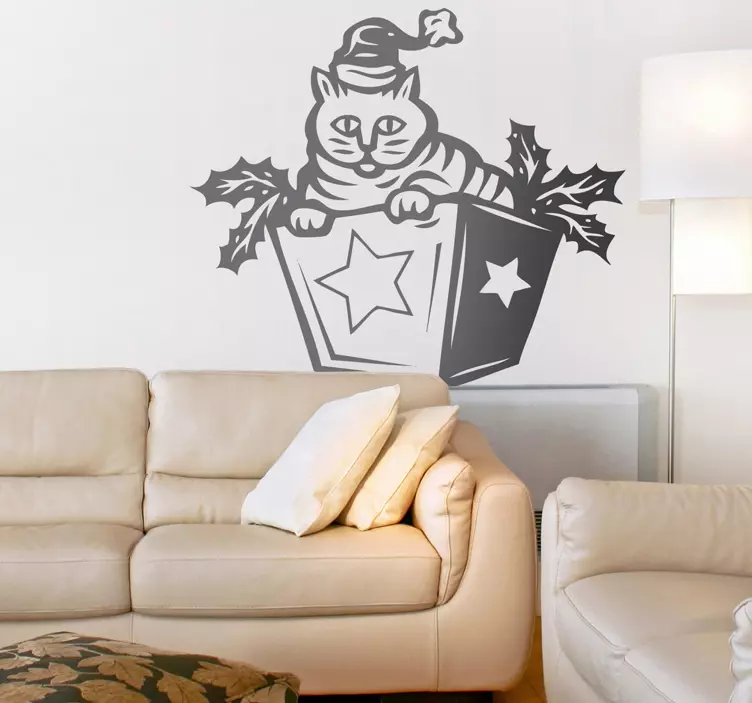 Adesivo de parede gato natal - TenStickers