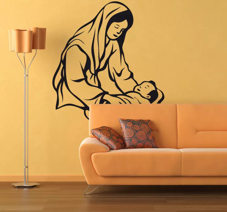 Adesivo de parede Maria e bebé Jesus - TenStickers