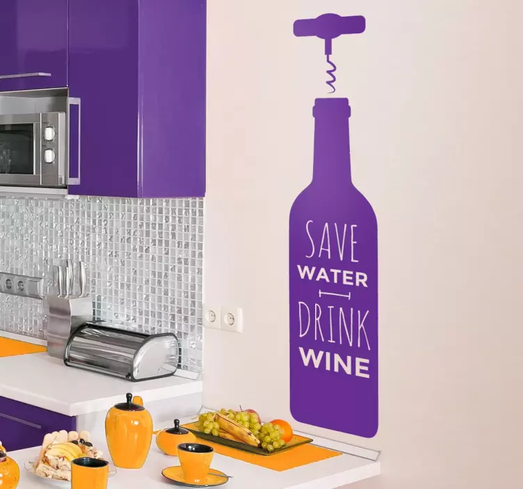 Adesivo de parede Save water drink wine - TenStickers