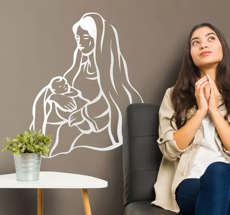 Adesivo de parede Virgem Maria e bebé Jesus - TenStickers