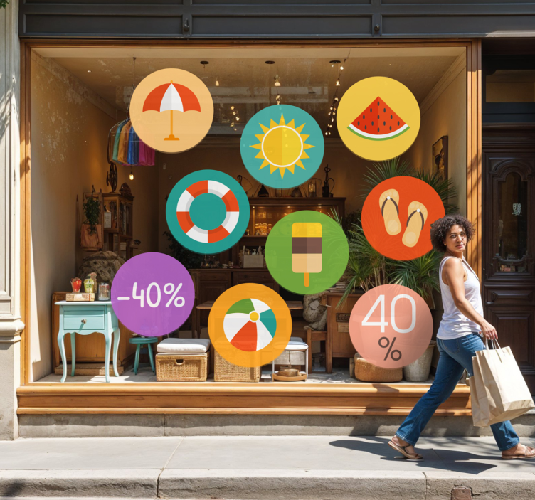 Adesivo de promoção descontos coloridos de verão - TenStickers