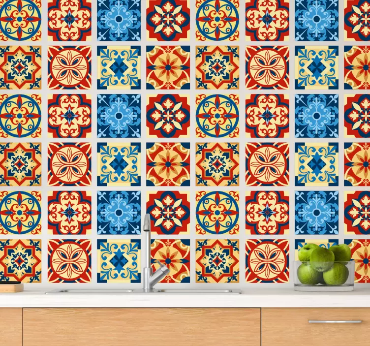 Adesivo decorativo arranjos de azulejos vibrantes - TenStickers
