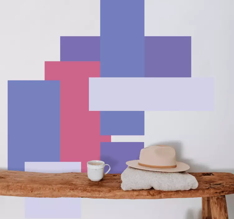 Adesivos de parede blocos geométricos em camadas - TenStickers